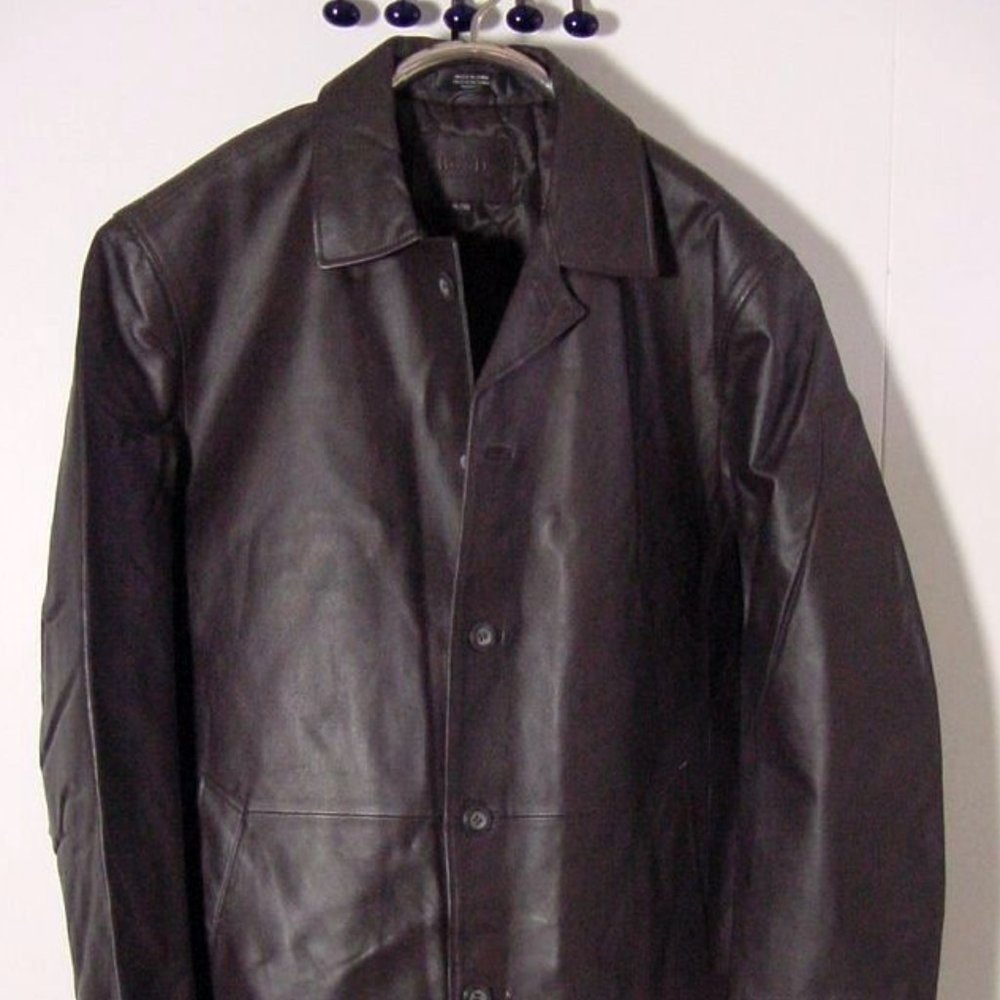 Vtg BGSD Brown Leather Button Jacket Sz XL